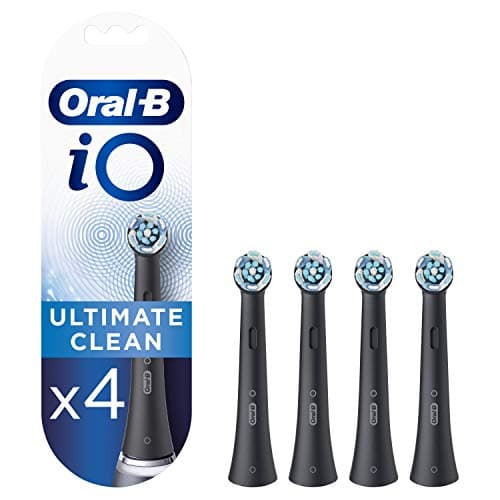 OralB iO Ultimate Clean Electric Toothbrush Head Twisted Angled Bristles for Deeper Plaque Removal Pack of 4 Suitable for Mailbox Black