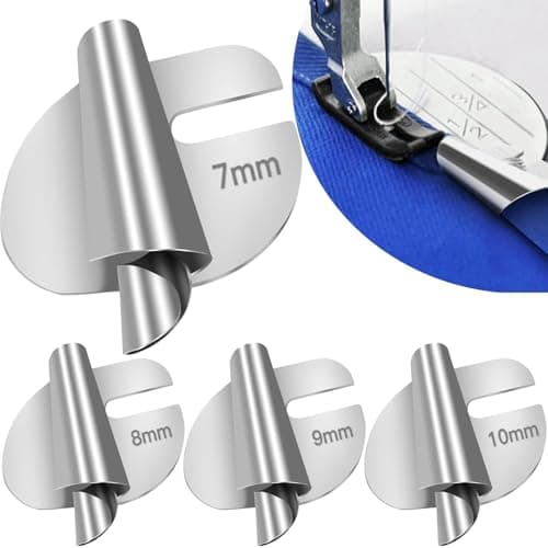 TOOVREN Universal Sewing Rolled Hemmer Foot 4PCS Rolled Hem Presser Foot 78910mm Wide Rolling Hem Foot Sewing Machine Presser Feet Hemmer Home Industrial Curved Scroll Hemming Feet