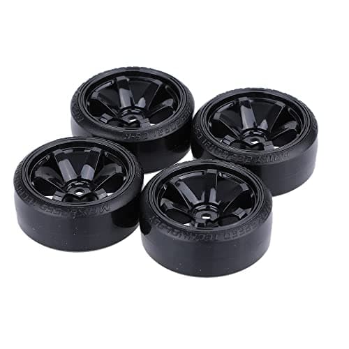 GoolRC 4PCS/Set 1/10 Drift Car Tires Hard Tyre Replacement for Traxxas HSP Tamiya HPI Kyosho On-Road Drifting Car (Black)