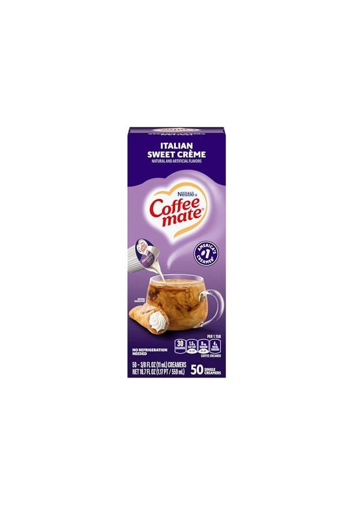Nestle Coffee mate 84652 Liquid Coffee Creamer Italian Sweet Creme 0375 oz Cups 50Box