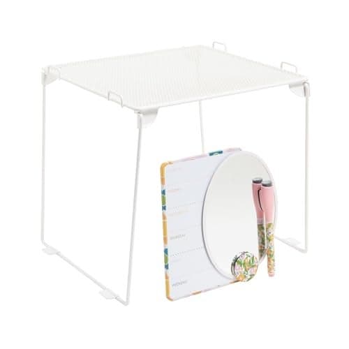 U Brands Magnetic Locker Organizer and Accessories Kit With Stackable Locker Shelf, Back to School Essentials, Saccharine Fields White, 5 Piece, Mini Mirror, Cute Magnet, Whiteboard, and More