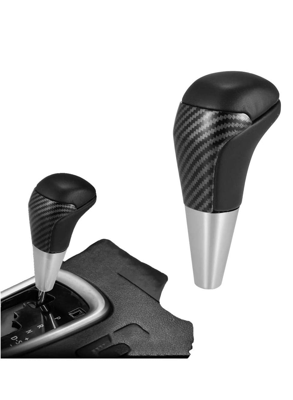 Automatic Gear Shift Knob for Toyota Land Cruiser 4Runner 2003-2021 Tundra Lexus LX Black Faux Leather Carbon Fiber Pattern