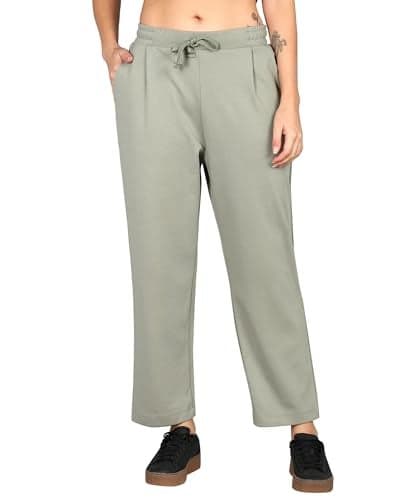 Alan Jones Clothing Women Relax Fit Ankle Length Trouser Jogger | Casual Lounge & Travel Wear (Green_L)