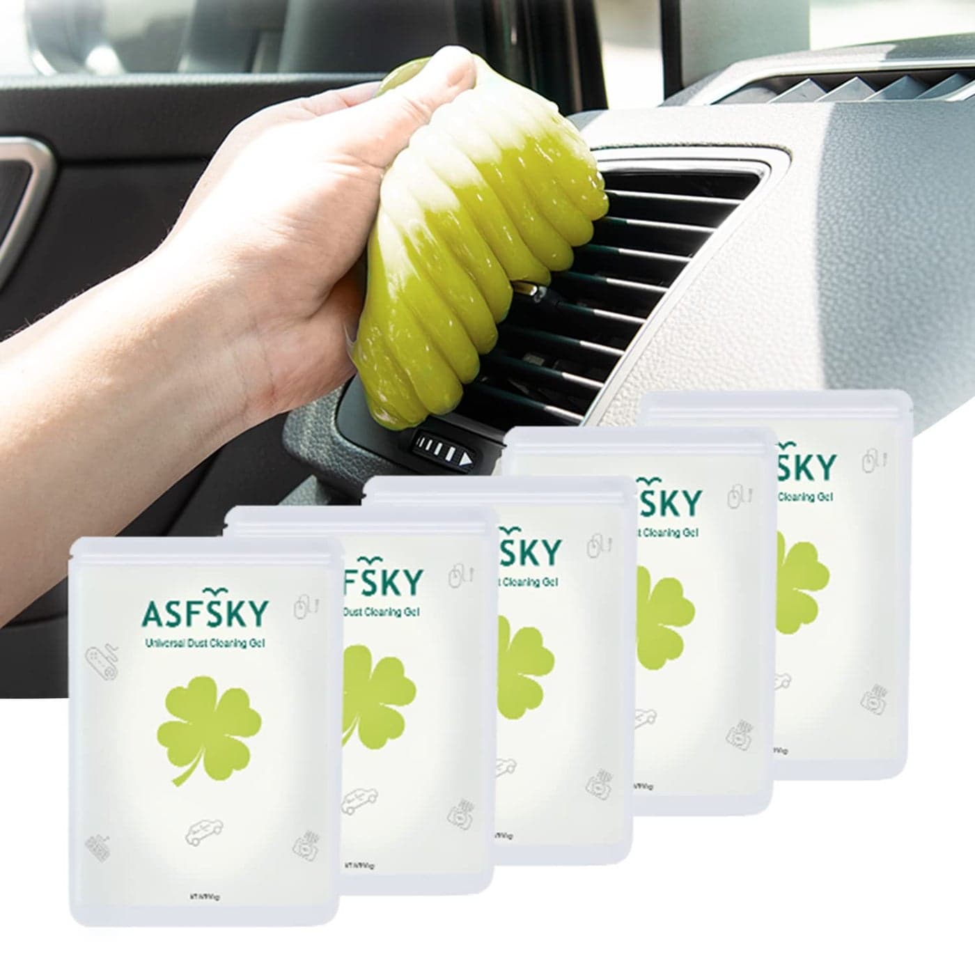 ASFSKY Car Cleaning Gel for Car Detailing Car Cleaning Gel Putty Reusable Keyboard Cleaner Gel Cleaning Gel Slime for Car Keyboard Cleaning Dust Cleaning Gel 5 Pack Yellow
