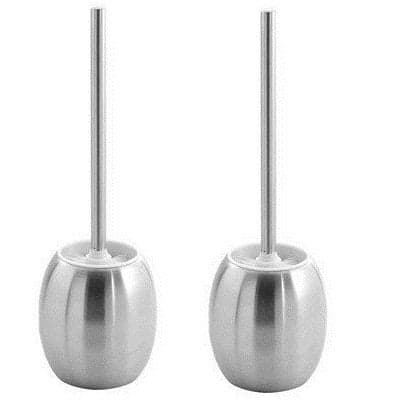 Oval Stainless Steel Elliptical Toilet brush with oval holder container stands (Set of 2 Pieces)