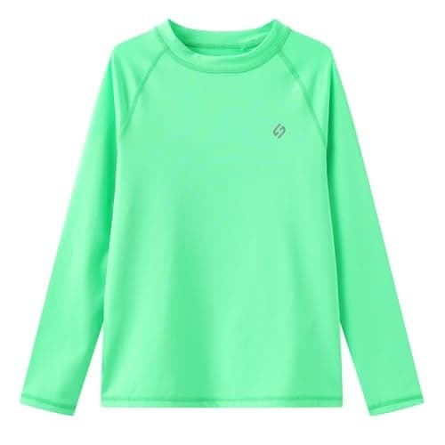 HODOSPORTS Boys UPF 50 Rash Guard Swim Shirts Short Long Sleeve Quick Dry UV Protection Sun Shirt Light Green