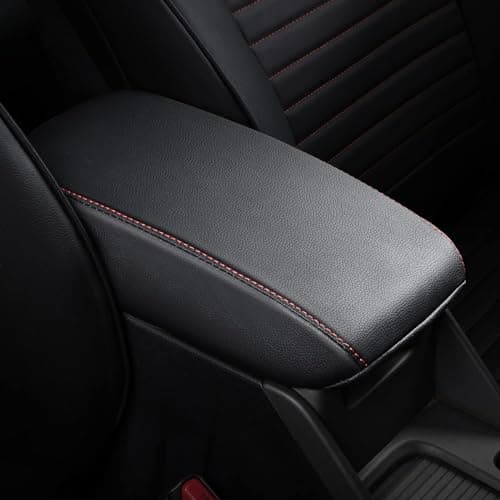 AOMSAZTO Console Cover for 2019-2023 2024 2025 Nissan Altima Armrest Covers for Nissan Altima Black with Red Stiches