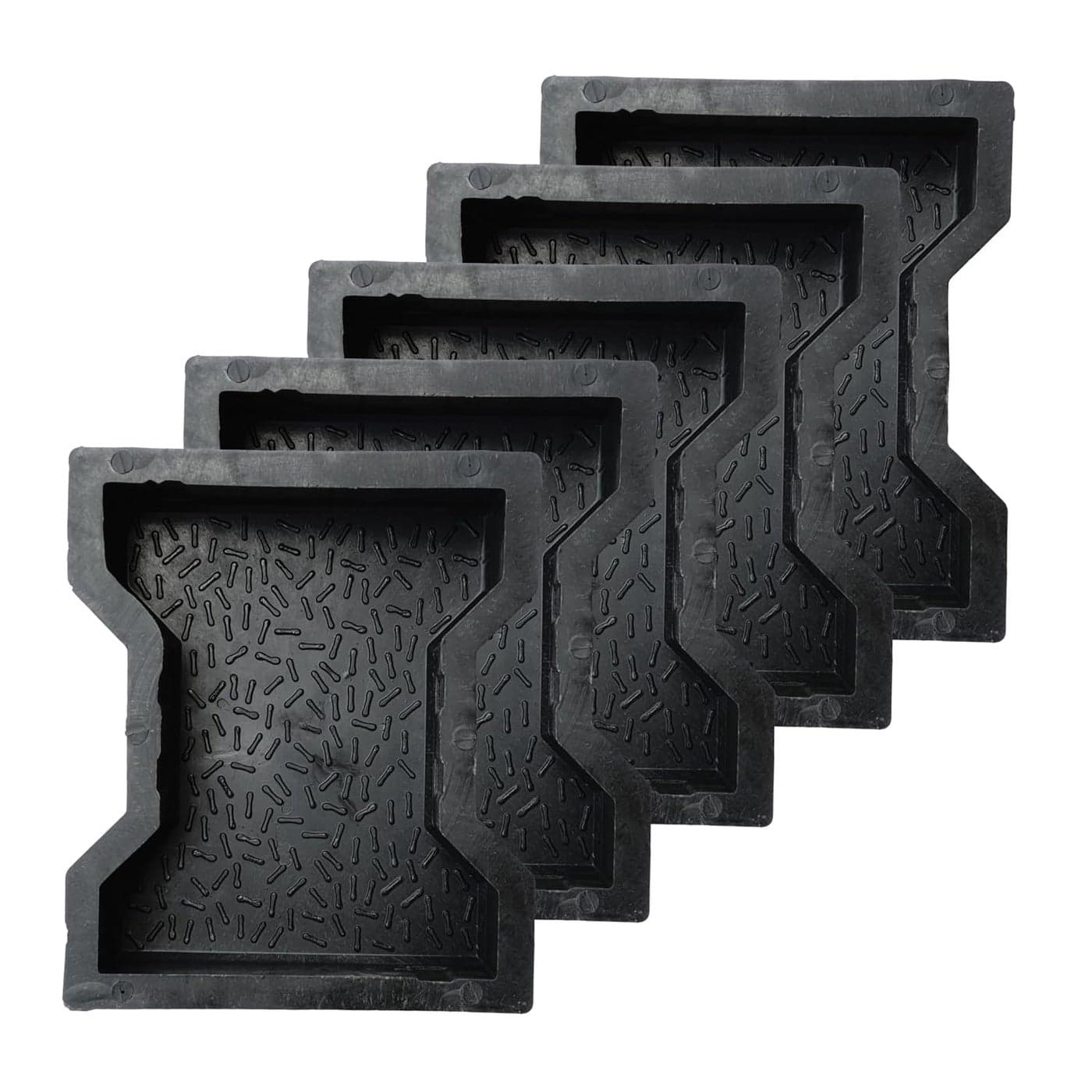 Reyal Dumbell Paver Block Mould Pack of 5 Black PVC Make in India PVC Rubber Mould Outdoor Paving Stone Maker