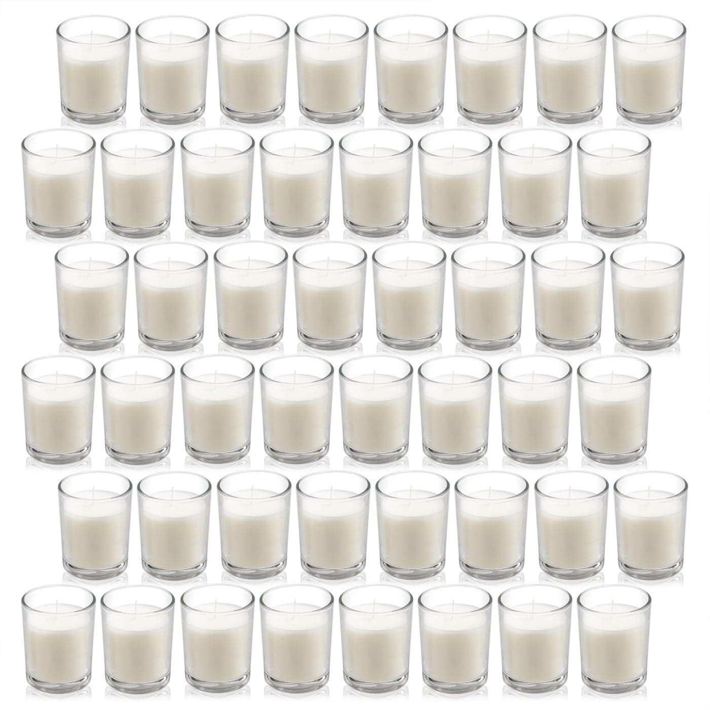 Housecret 48 Pack Warm White Unscented Clear Glass Filled Votive Candles Hand Poured Wax Candle Ideal Gifts for Aromatherapy Spa Weddings Birthdays Holidays Party