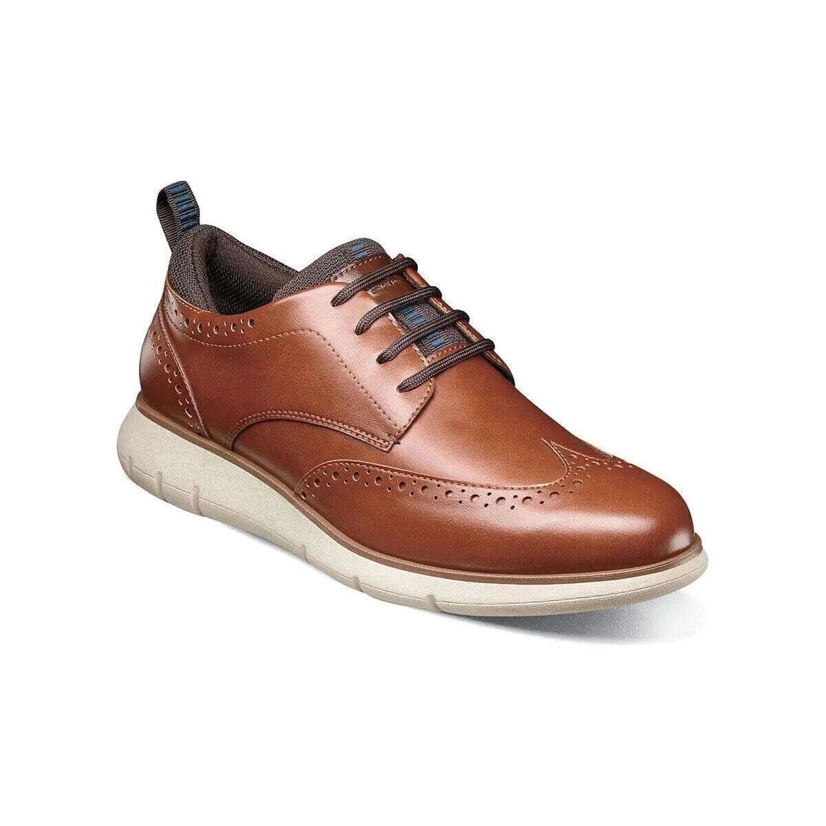 Nunn Bush Mens Stance Wingtip Oxford Brogue Detail Lightweight Comfortable Lace Up Cognac 10 Wide