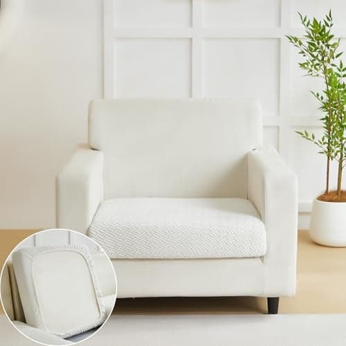 Yoovat Couch Cushion Covers for Sofa Couch Covers Wear-Resistant Universal Sofa Cover Stretch for Sectional Slipcovers (Texture-Cream White,Large Single Seat Cover)
