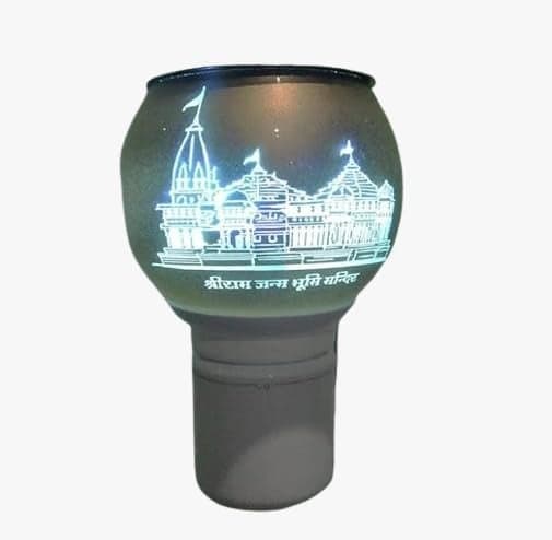 Shree ASHAPURA Ceramic Kapur Dani Electrical Camphor Diffuser Home Fragrance Essential Oil Diffuser Incense Burner Glass Kapoor Dhani Aroma Night Lamp RamMandirG
