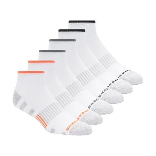 Skechers Mens 6 Pack Work Quarter Crew Socks WhiteMulti 1013