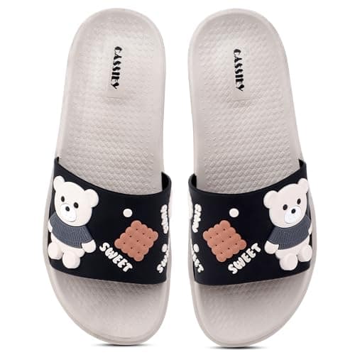 CASSIEY Women's Slip-On Slide Sandals Black- 5 UK