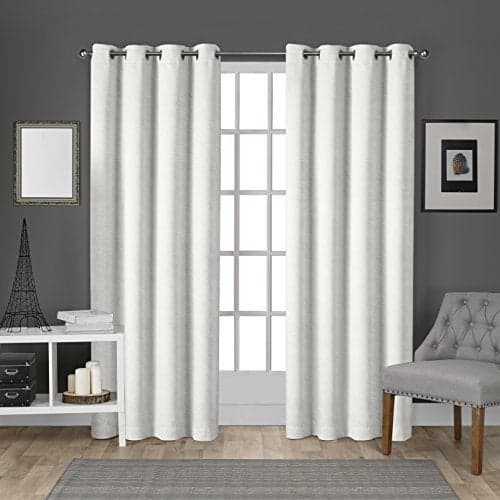 Exclusive Home Curtains Velvet Heavyweight Light Filtering Grommet Top Curtain Panel Pair, 54"x84", Winter White