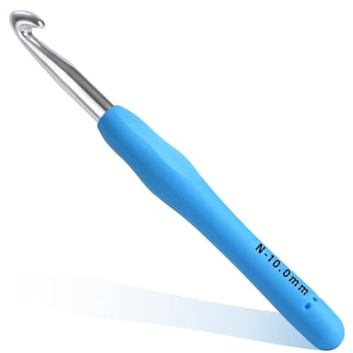 10mm Crochet Hook Ergonomic Crochet Hooks with Soft Rubber Handle and Smooth Glide Head Lightweight Aluminum Needles for Beginners Arthritis Yarn Projects Long Crafting Sessions 100 mm