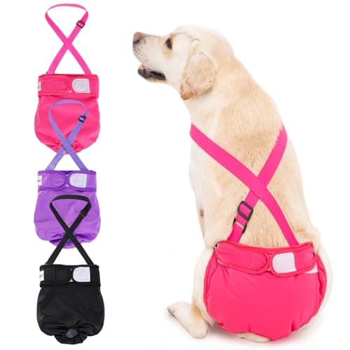 3 Pack Avont Washable Female Dog Diaper with Suspender Reusable Girl Doggie Diapers for Small Medium Large Doggy in Heat Cycle Period Incontinence S