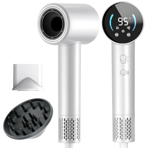 GloCurlX Ionic Hair Dryer, 120,000 RPM High-Speed Bow Dryer with Diffuser for Curly, Thick & Frizzy Hair, Quiet Low-Noise Home Use Hair Dryer for Smooth, Frizz-Free Hair
