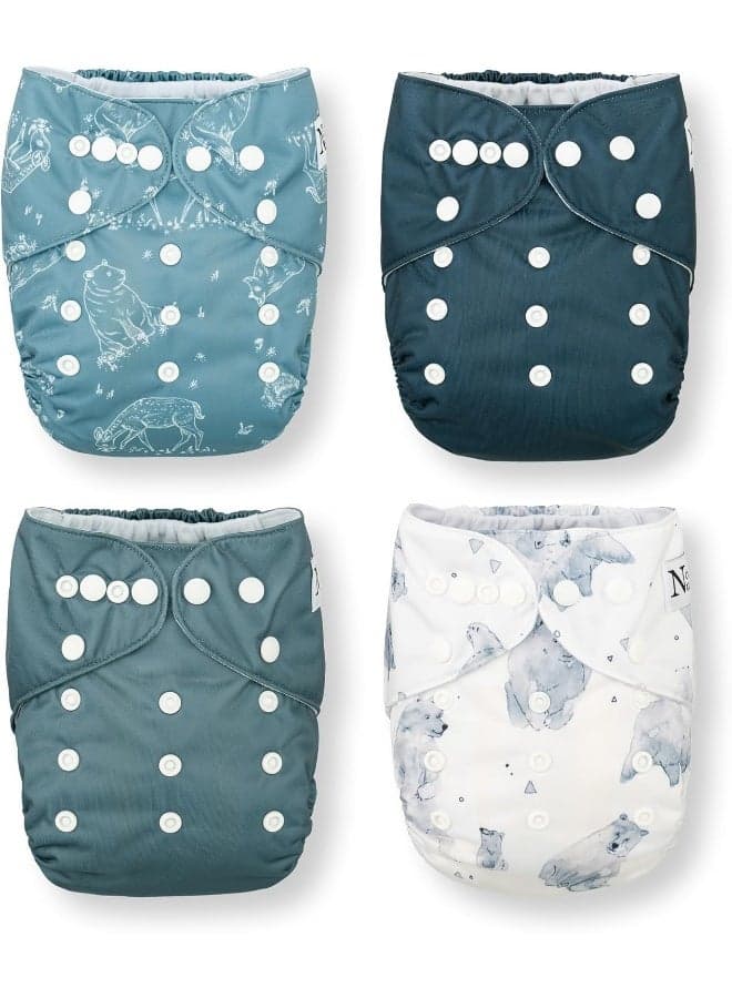 Nora's Nursery Mama Bear 4-Pack Cloth Pocket Diapers with 4 Inserts
