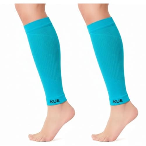 KUE Compression Arm Sleeves for Men & Women | Sports Arm Sleeves for Running, Cricket & Cycling | UV Protection Cooling Sleeves | Arm Compression Sleeve for Joint Pain Relief (Blue, L/XL, 2 Pair)