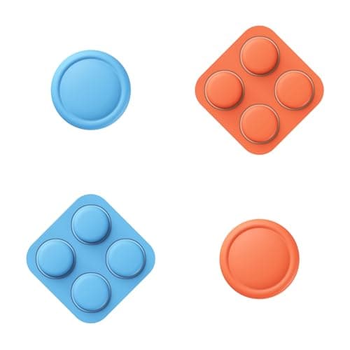 PlayVital Button Caps + Thumb Grip Set for Nintendo Switch 2, 2 Silicone Colorful ABXY Directional Button Covers & 2 Joystick Caps for Joycon - Blue & Orange