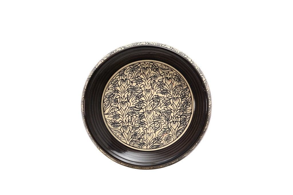 Caffeine Ceramic Handmade Black Perru Decorative Bowl 8 inch(Set of 1)