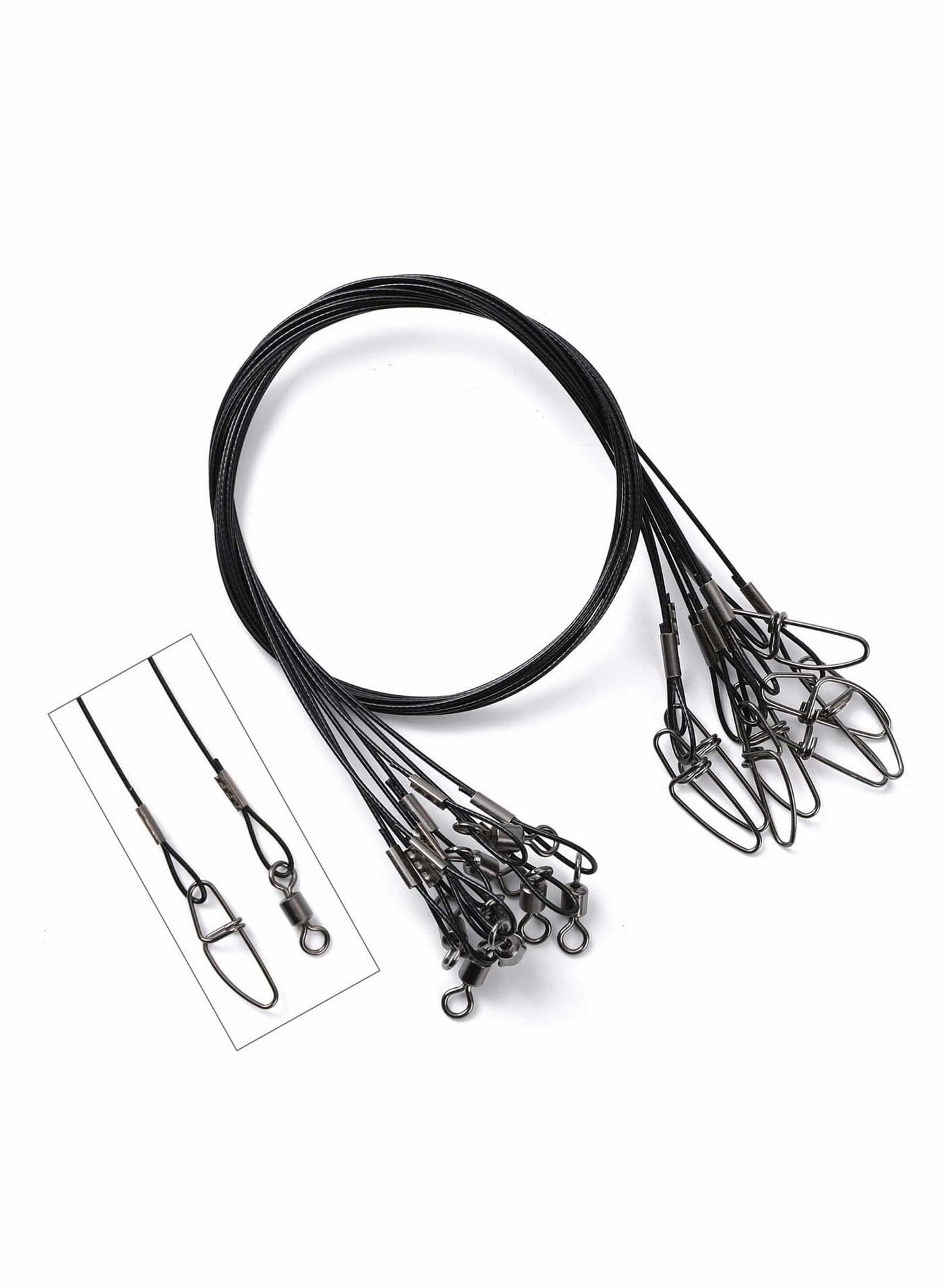 20 Pcs Fishing Leaders with Swivels, Steel Leader line, Lure Lead Wire Line, Leading Wire, Anti-Biting LineWire for Saltwater & Freshwater, Tackle Accessories