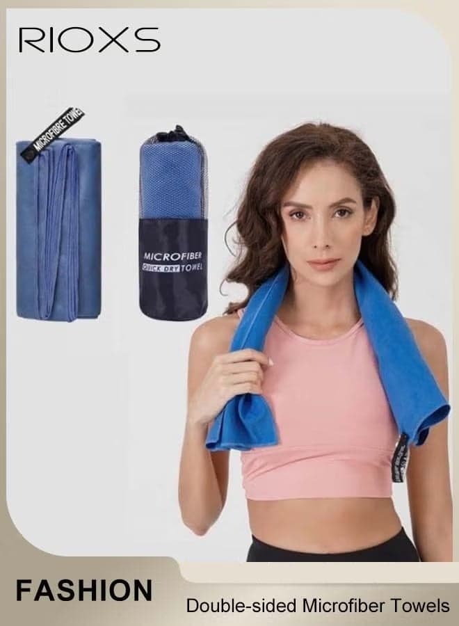 2 Pcs Double-sided Microfiber Towel Quick Fast Drying Compact Beach Towel Lightweight Towels Large Bath Sheet Towel Perfect for Travel Pool Swimming Bath Camping Yoga Gym Sports