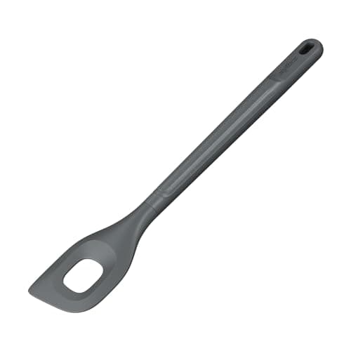 Zyliss Angled Mixing Spoon, Sustainable Wheatstraw/Nylon, Angled MIxing Spoon for Cooking and Serving with Heat Resistant Silicone Head, Beluga Grey, 11.6" x 2.2", Dishwasher Safe, 5 Year Guarantee