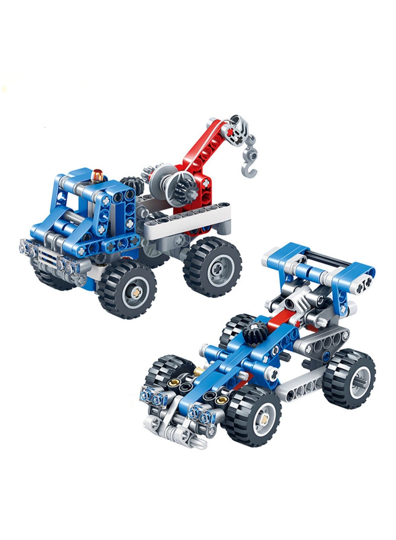 Children's Science And Education Plastic Toys Power Principle Engineering Machinery Set Small Particle Building Blocks(Motorcycle, Crane Dual Form)