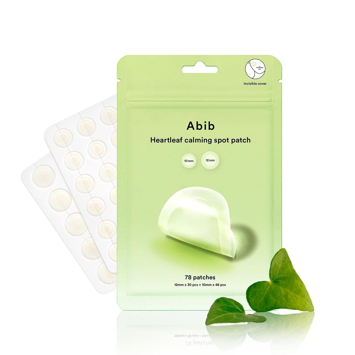 Abib Heartleaf Calming Spot Patch 2 Sizes 78 Patches Waterproof Pimple Patches for Face Invisible UltraAdherent FastSoothing Zit Care 10mm48pcs 12mm30pcs