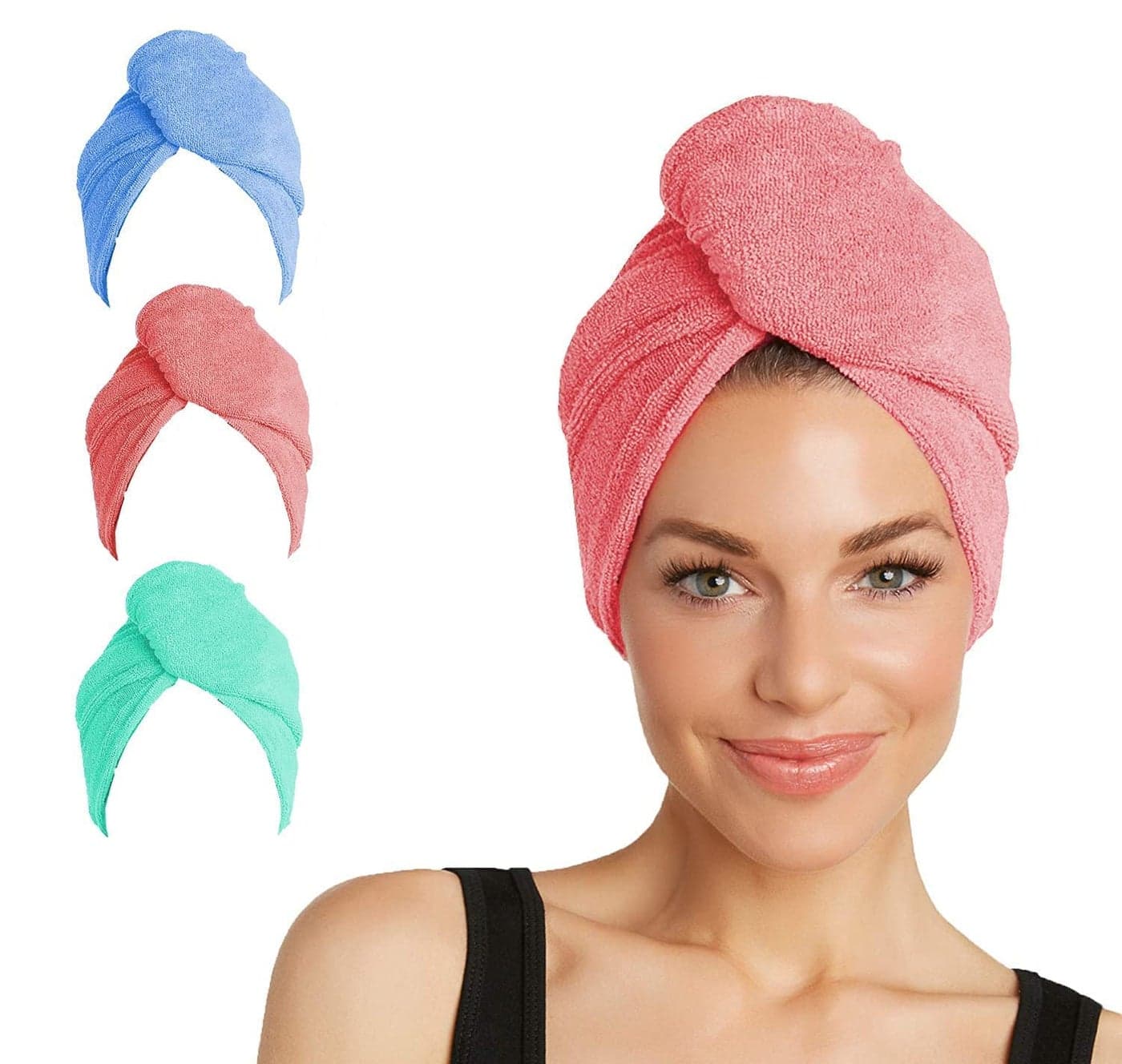 AG E-Com Doozie Women's Cotton Magic Hair Towel Wrap with Super Absorbent Quick Dry Stylish Lightweight Salon Shower Turban Cap