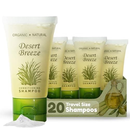 Travel Size Hotel Shampoo 20 Count 1 oz Bottles Guest Amenities for Vacation Rentals and Short Term Rentals Paraben Free Green Tea & Lemongrass Scent Infused with Aloe and Olive Oil by Desert Breeze