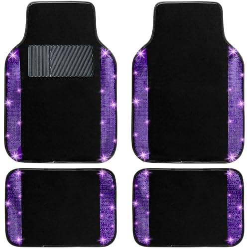 NBTEPEM Purple Violet Bling Car Floor Mats Full Set Universal Fit Most CarsSUV Trucks 4 pcs Sparkle Glitter Diamond Carpet for Women Girls with AntiSlip Pad Purple Violet Diamond
