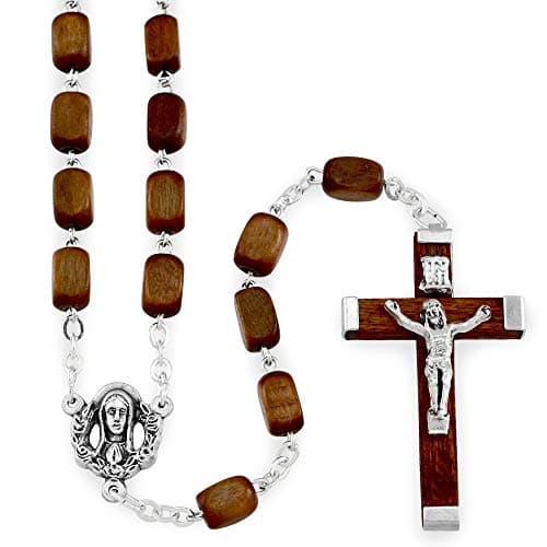 RosaryMart Rosary Rectangular Wood Beads Wooden Crucifix