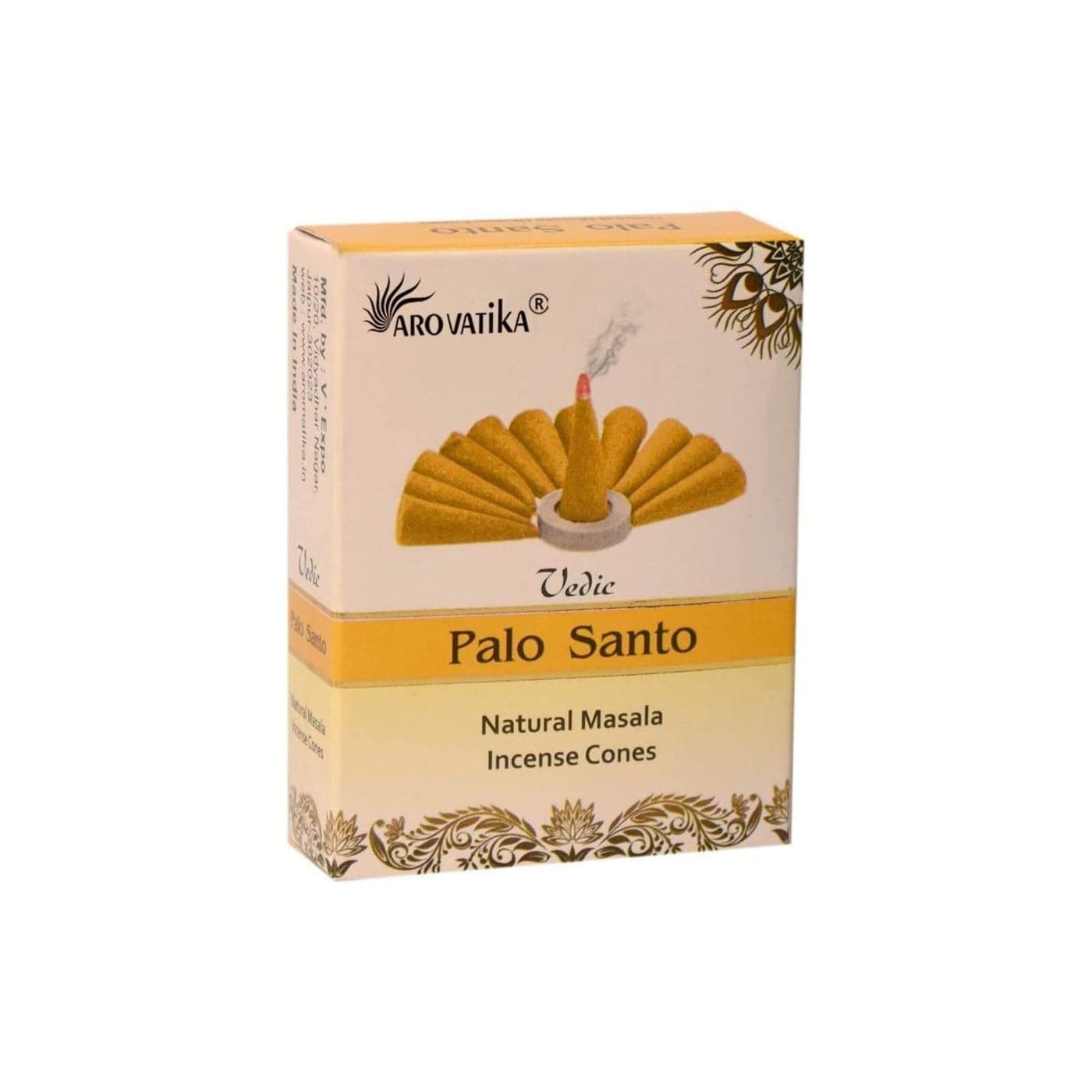 ARO VATIKA Vedic Palo Santo Natural Masala 120 Incense Cones in Pack of 12 Boxes EnvironmentFriendly Dhoop Best for Prayer Reiki Meditation Relaxation Burn Time 25 mins