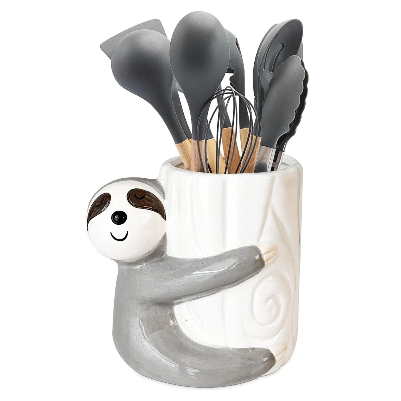 Sixdrop Sloth Utensil Holder Kitchen Crock Storage Holder Sloth Gifts For Women Holiday Decor Glazed Ceramic Organizer Sloth Birthday Party Supplies Accessories Decorations