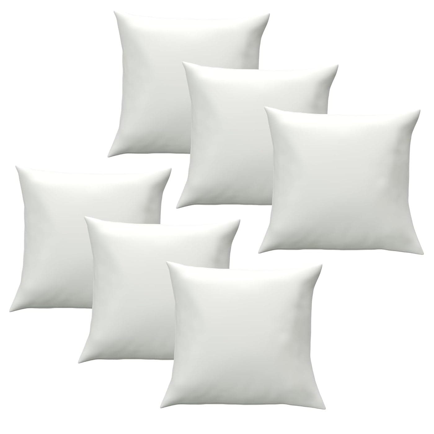 Kuber Industries (Pack of 6) Cushion Filler | 16x16 Inch | Cushion For Bedroom | Square Cushions For Sofa | Fluffy Microfiber Throw Cushion For Living Room | White