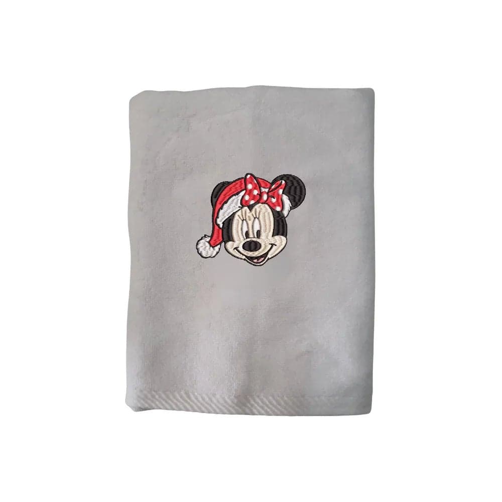 Iris Christmas Embroidered 50 x 80 Cm White Hand Towel - "Christmas Minnie Face" Design 100% Cotton - Premium Holiday Collection