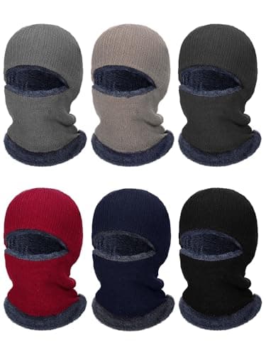 Bencailor 6 Pieces Winter Balaclava Ski Mask Warm Knitted Thermal Fleece Face Mask for Women Men Outdoor Sports Cold Weather (Khaki, Navy, Dark Gray, Black, Light Gray, Red,Small)