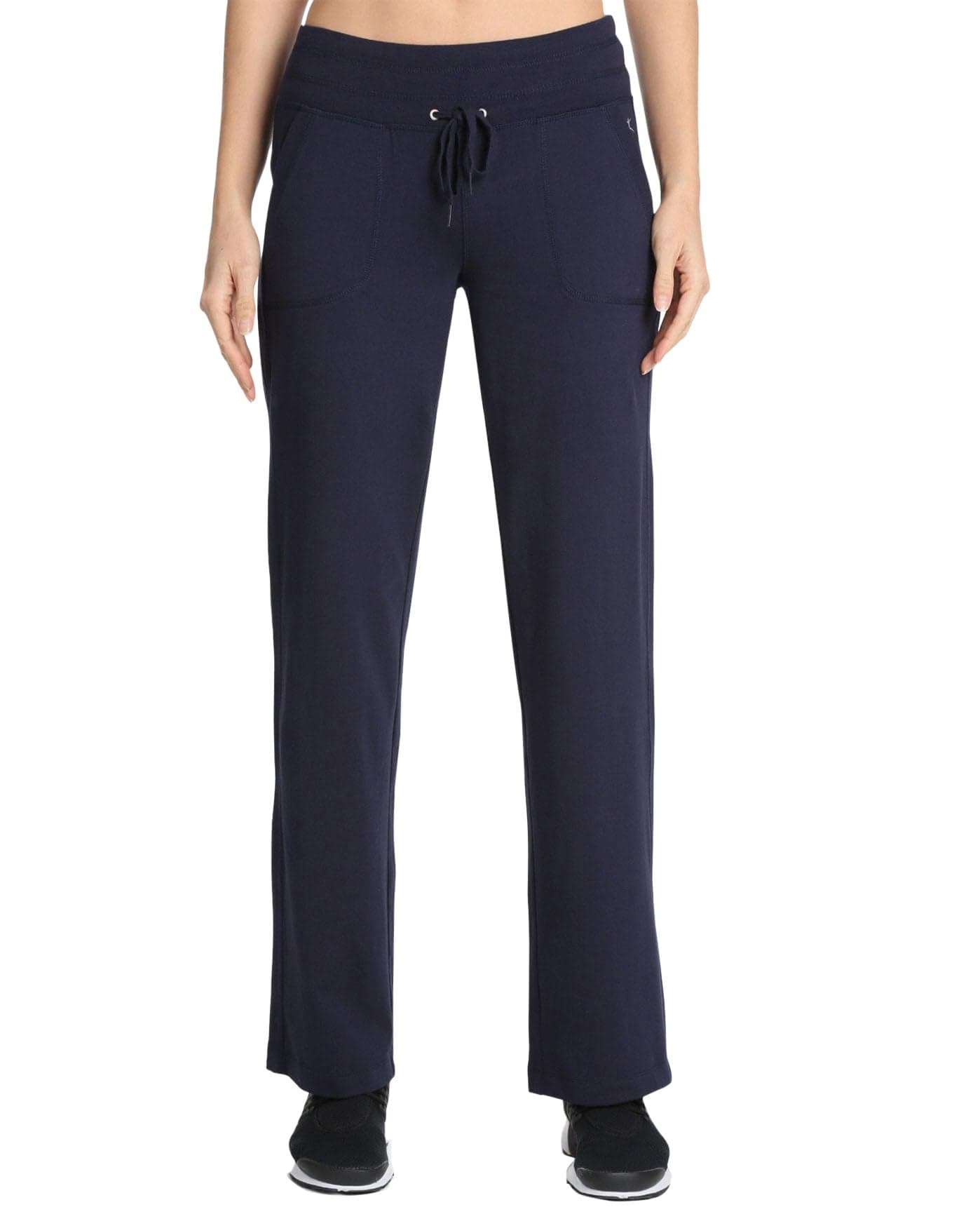 Danskin Womens Plus Size Straight Leg Drawcord Athletic Pants Midnight Navy 2X