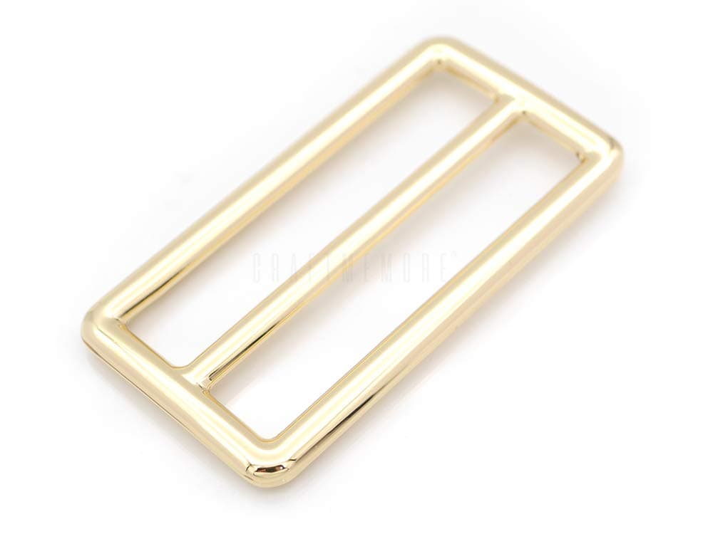 CRAFTMEMORE 2 Inch Metal Slide Buckle Bag Belt Strap Keeper Slider Triglide Adjuster Purse Making Accessories 4 pcs SCSL (2 Inches Slider, Gold)