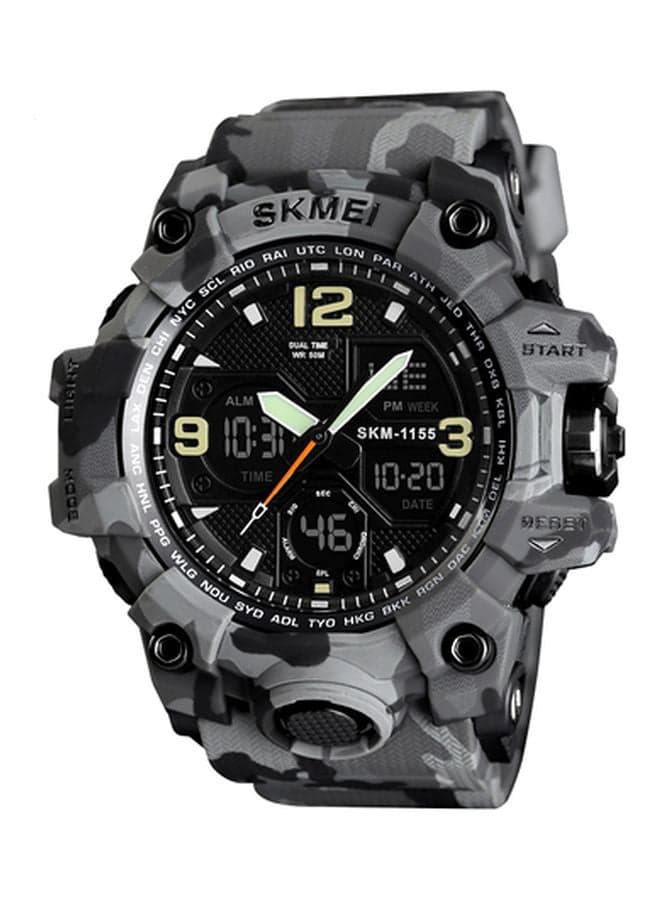 Men's Water Resistant Analog Digital Watch 3858 - 55 mm - Grey Camouflage