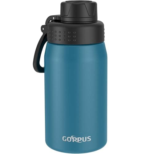 GOPPUS 15oz Kids Water Bottle with Spout Lid, Toddler Water Bottle, Stainless Steel Insulated Water Bottle, Leakproof, BPA Free, Suitable for Boys and Girls for School(Navy Blue)