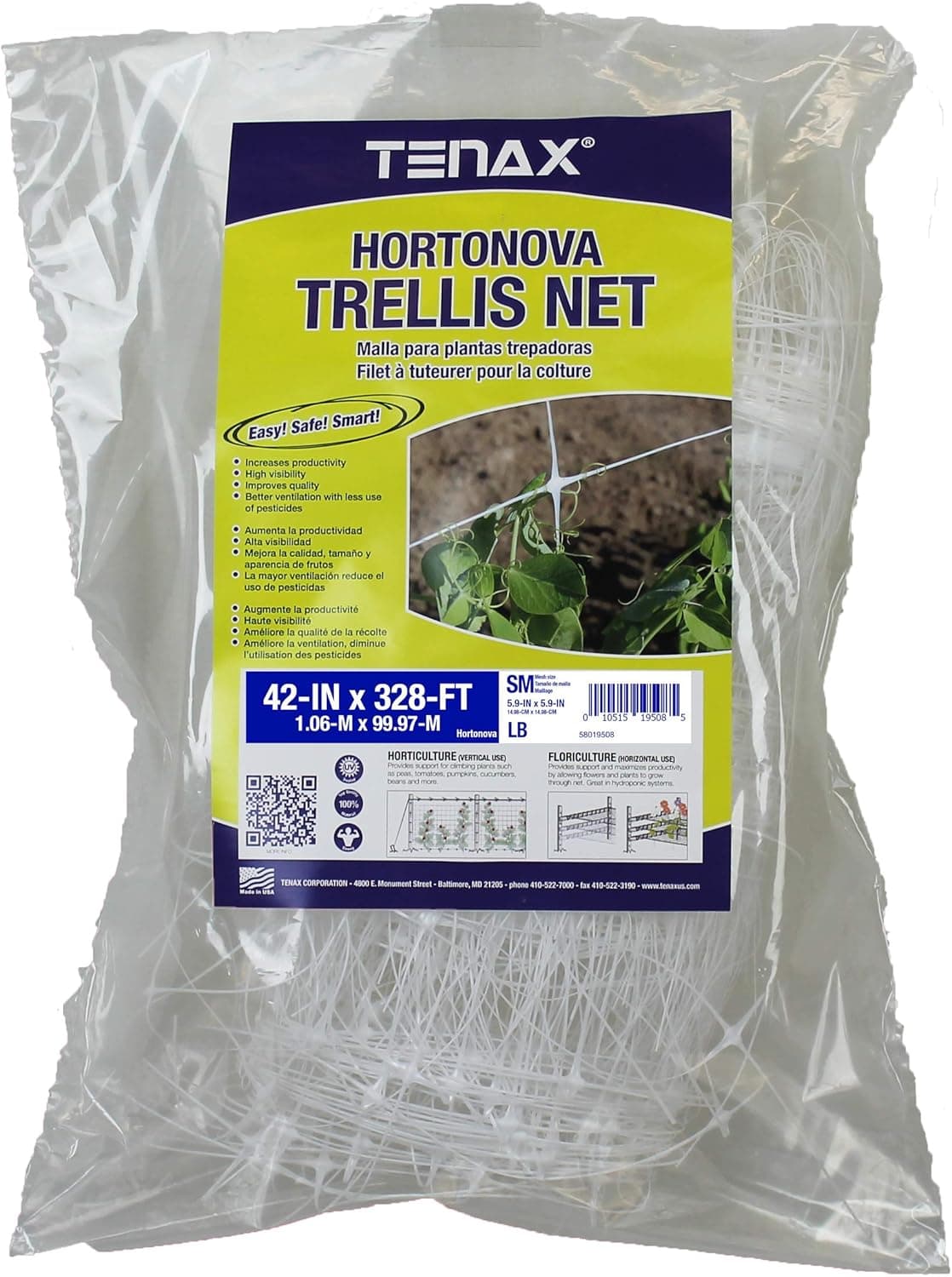 TENAX 100521792 Hortonova Plant Trellis Net 42 x 328 White