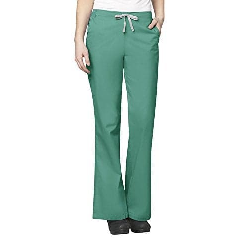 WonderWink Womens Flare Leg Medical Scrubs Pants, Surgical Green, X-Small US