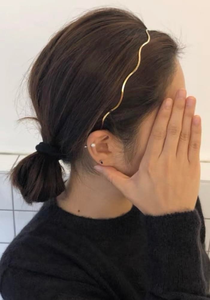 Metal Headbands for Women Trendy Cute Gold and Silver Designer Hair Accessories Elastic Hair Bands for Teens Women 2PCS