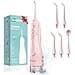 Leominor Water Flosser Pick for Teeth 300ML Portable Oral Irrigator Upgraded Tank RemovableIPX7 Waterproof Rechargeable Travel Teeth Cleaner Professional Electric Flossing Machine Pink