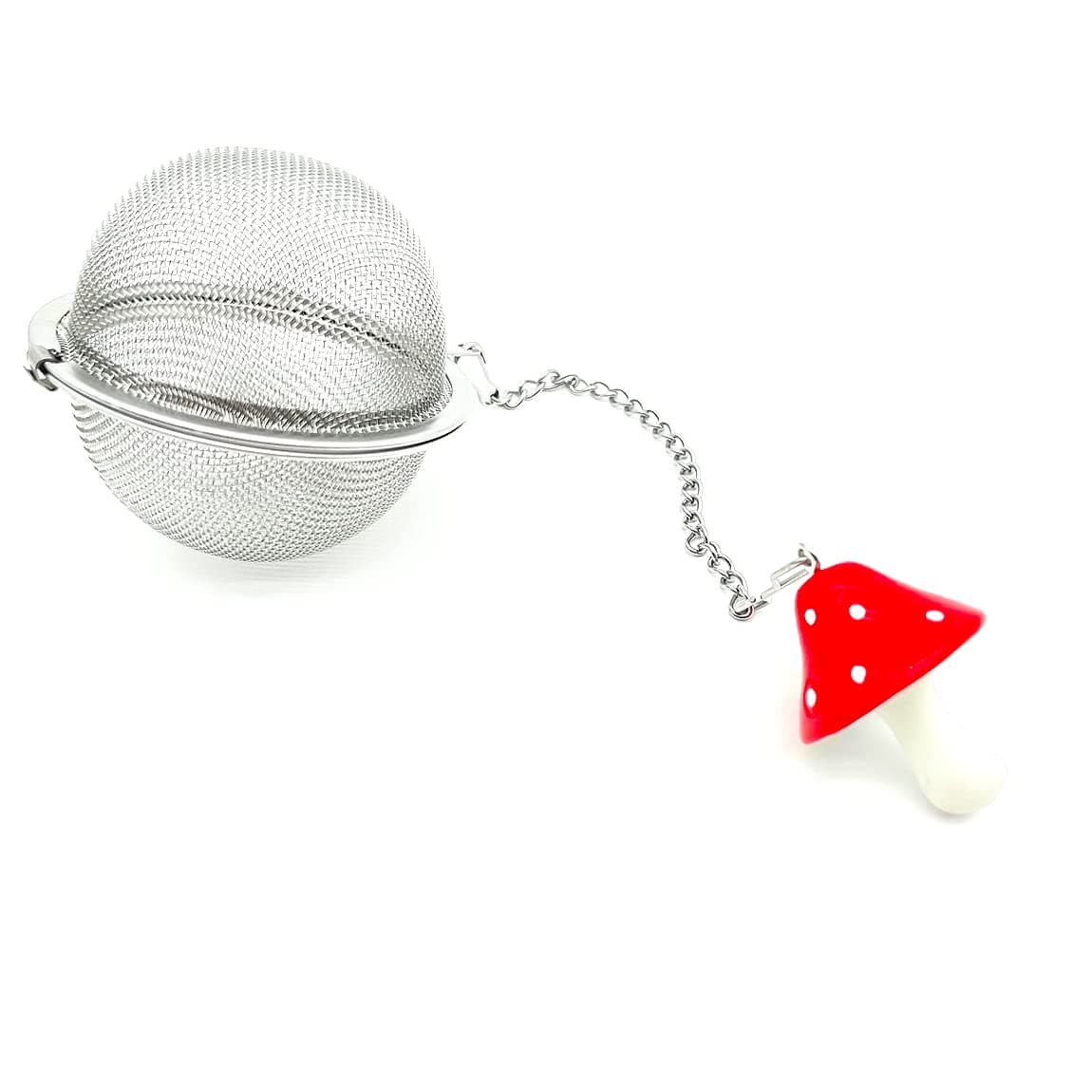 Cute Tea Infuser Mushroom Pendant Tea Ball Tea Filter Cute Stainless Steel Ball Mesh Strainer for Loose Tea and Spices Seasonings Red Mushroom