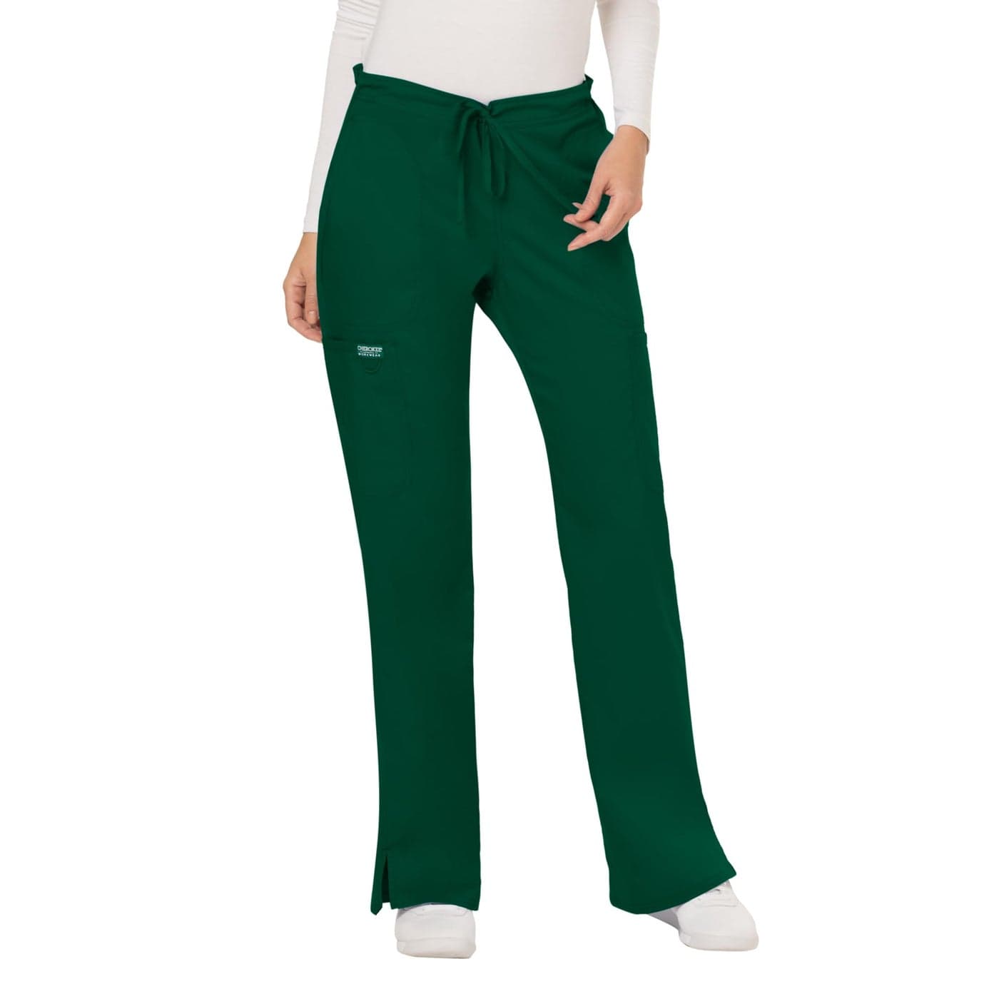 Cherokee Womens Mid Rise Moderate Flare Drawstring Pant Hunter Green Medium
